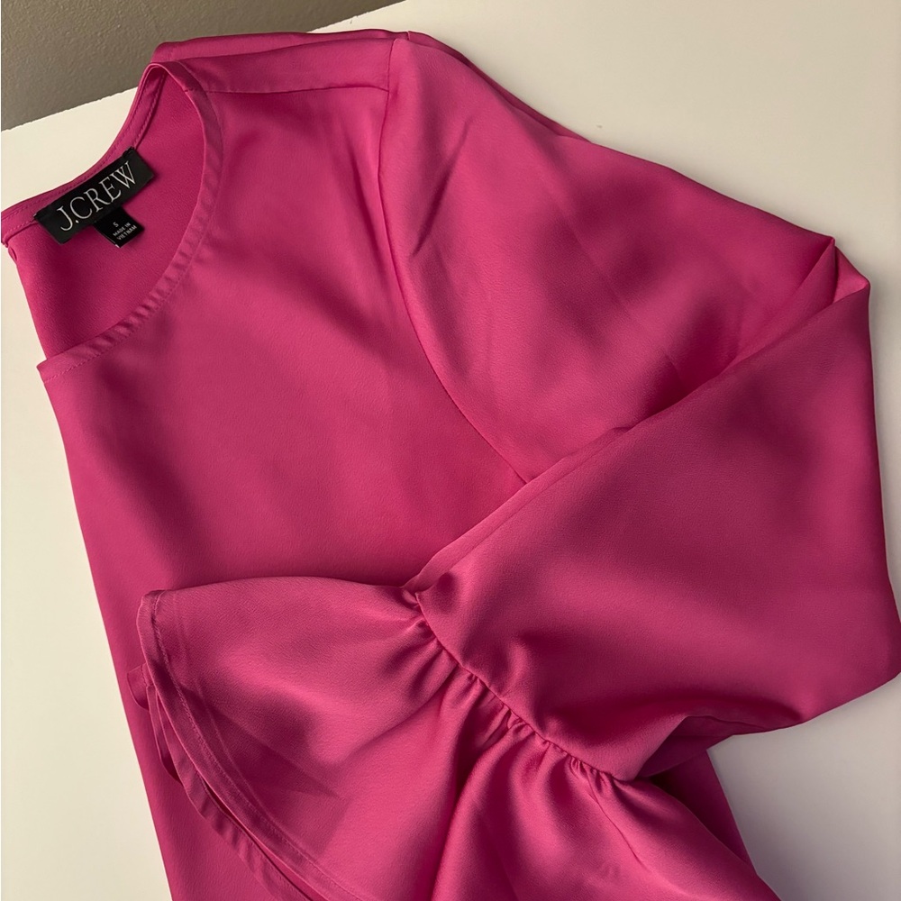 J.Crew Satin Trumpet Sleeve Top